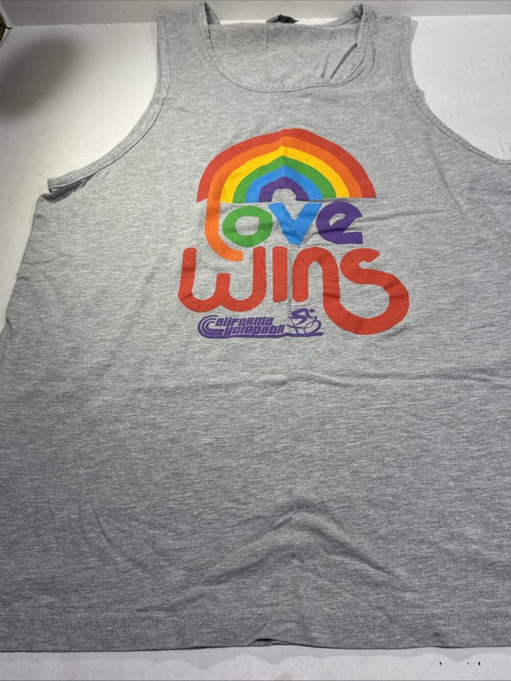 Next Level Apparel “Love Wins” Grey Tank California Cycle path Large